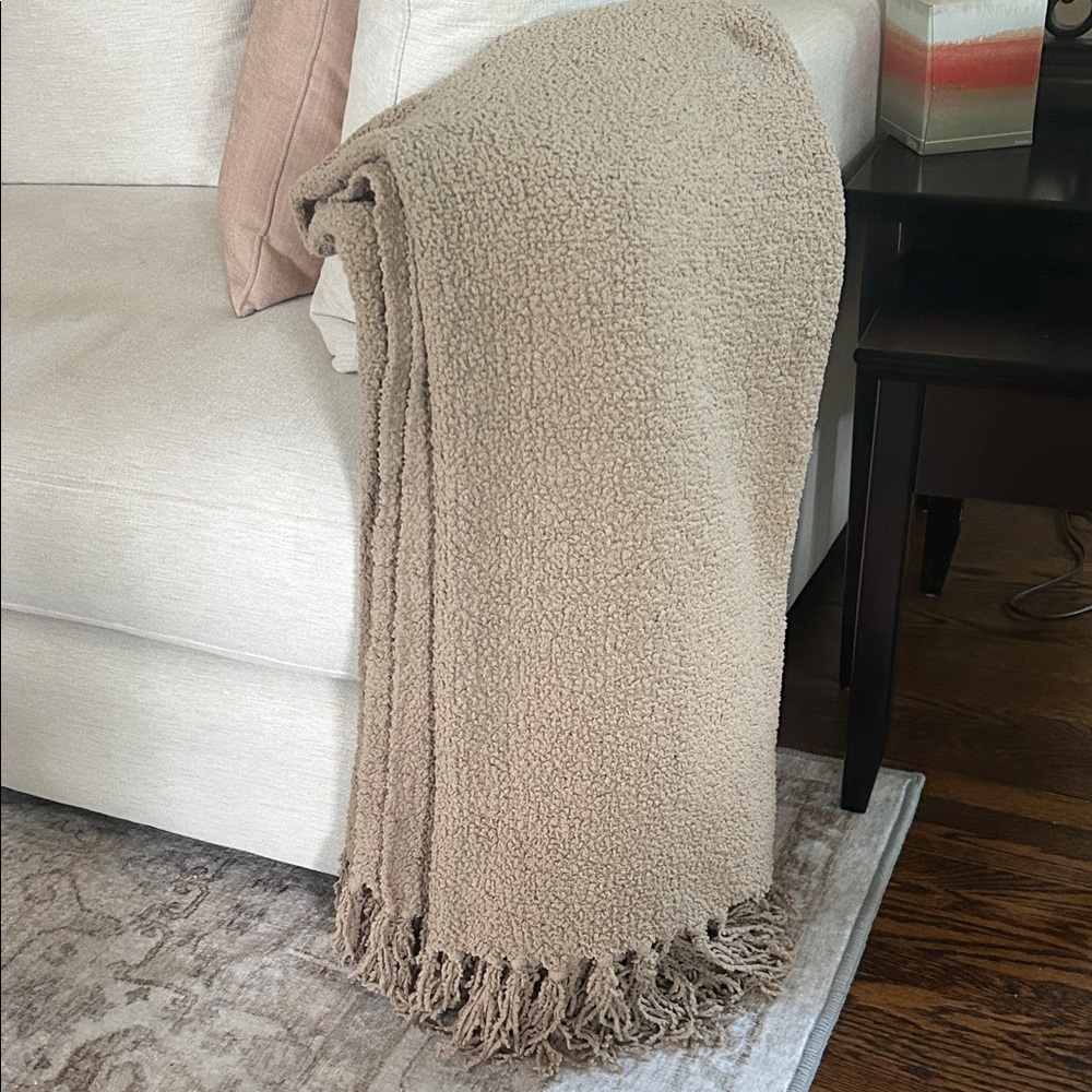 Plush Beige Throw Blanket